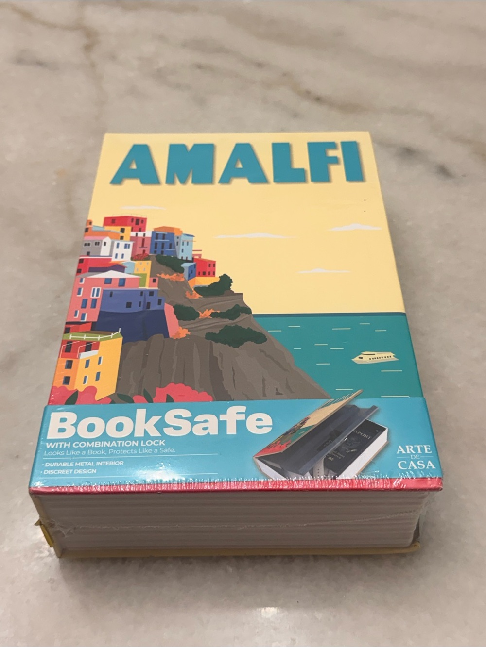 Amalfi BookSafe Hidden Storage Safe - Yellow/Blue Stash Box